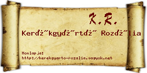 Kerékgyártó Rozália névjegykártya